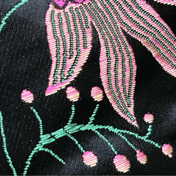 Lulus Make a Move Black Satin Floral Jacquard Asian Whimsical Goth Midi Dress L - Picture 7 of 10